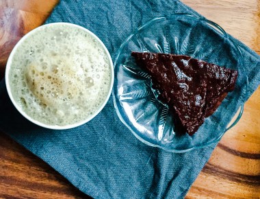 Brownie Pie with chaga-reishi latte